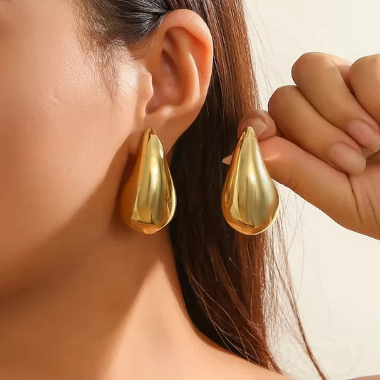 Gold Bold Tear Drop Studs