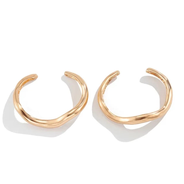 Gold Bold Wavy Stack Bracelet (Pair)