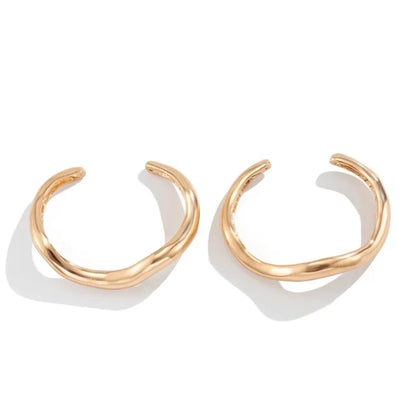 Gold Bold Wavy Stack Bracelet (Pair)