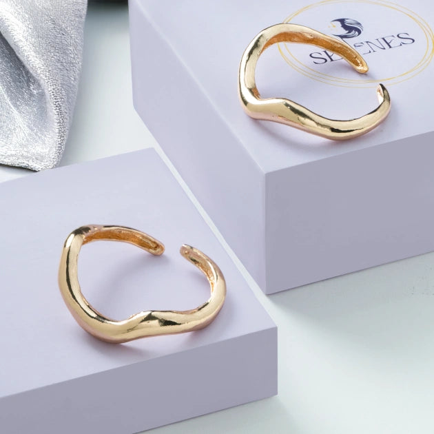 Gold Bold Wavy Stack Bracelet (Pair)