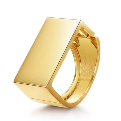 Wide Cube Cuff Gold Bracelet