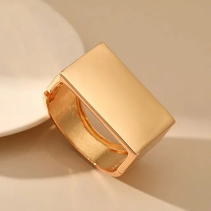 Wide Cube Cuff Gold Bracelet
