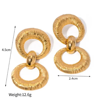 Gold Double Hoop Drop Earrings