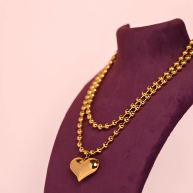 Dual Layered Necklace -18k Gold Plated Ethernal Beads of Love -