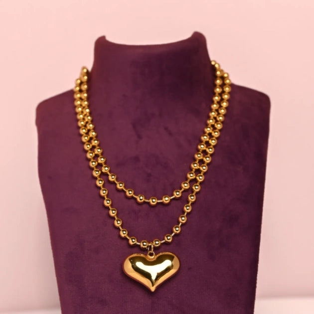 Dual Layered Necklace -18k Gold Plated Ethernal Beads of Love -