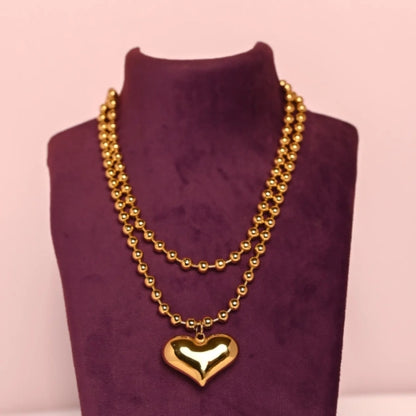 Dual Layered Necklace -18k Gold Plated Ethernal Beads of Love -