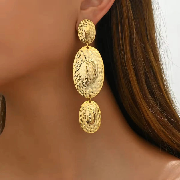 Gold Plated Hammered Harmonic Drops