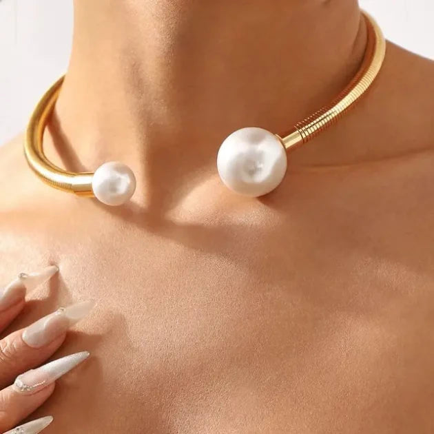 Gold Pearl Ball Necklet