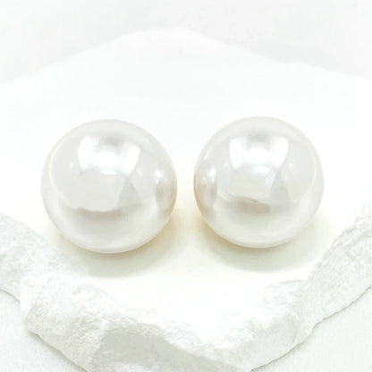 Gold Pearl Ball Statement Studs