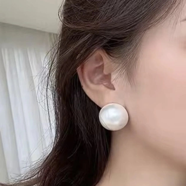 Gold Pearl Ball Statement Studs
