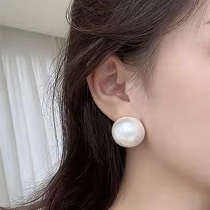 Gold Pearl Ball Statement Studs