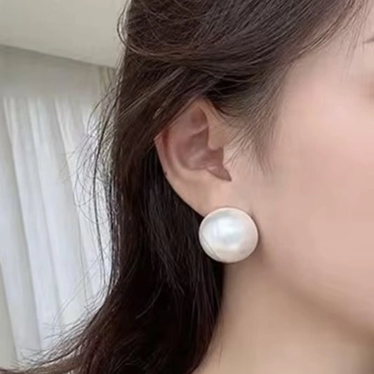 Gold Pearl Ball Statement Studs