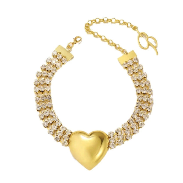 Sparkling Heart of Gold Choker