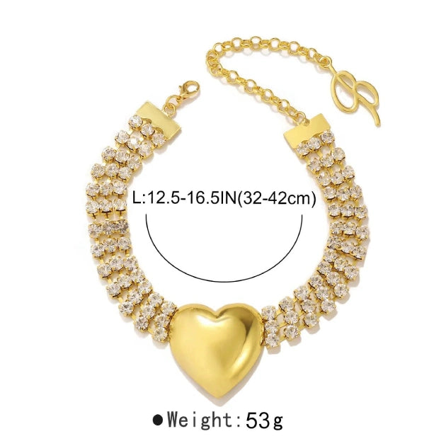 Sparkling Heart of Gold Choker