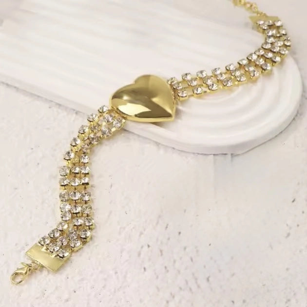 Sparkling Heart of Gold Choker