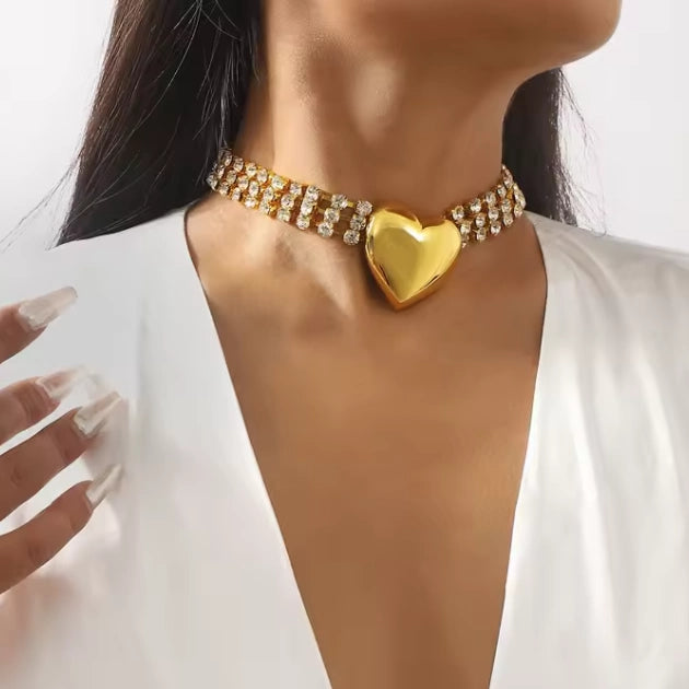 Sparkling Heart of Gold Choker