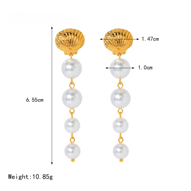 18k Gold Plated Shell n Pearl Drops