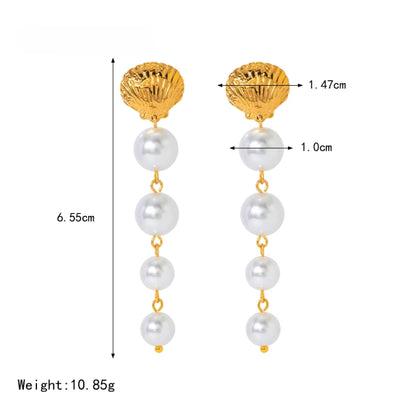 18k Gold Plated Shell n Pearl Drops