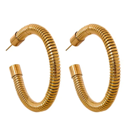 Gold Snake Textured Hoops