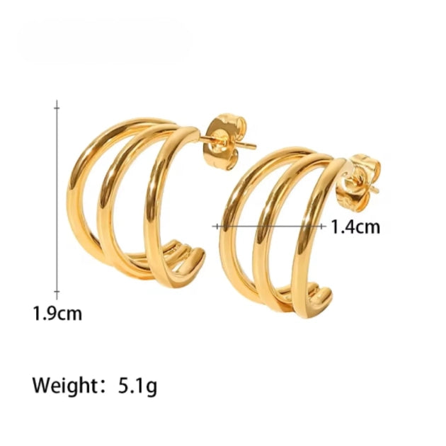 Dainty Triple Layered Hoops