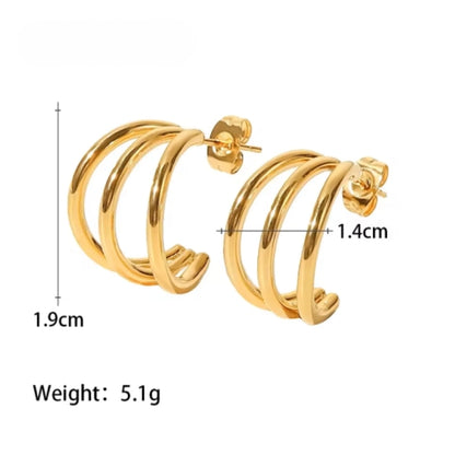 Dainty Triple Layered Hoops