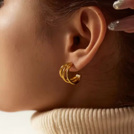 Dainty Triple Layered Hoops