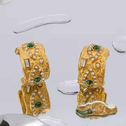 Emerald Green with Zircons Nazar Hoops