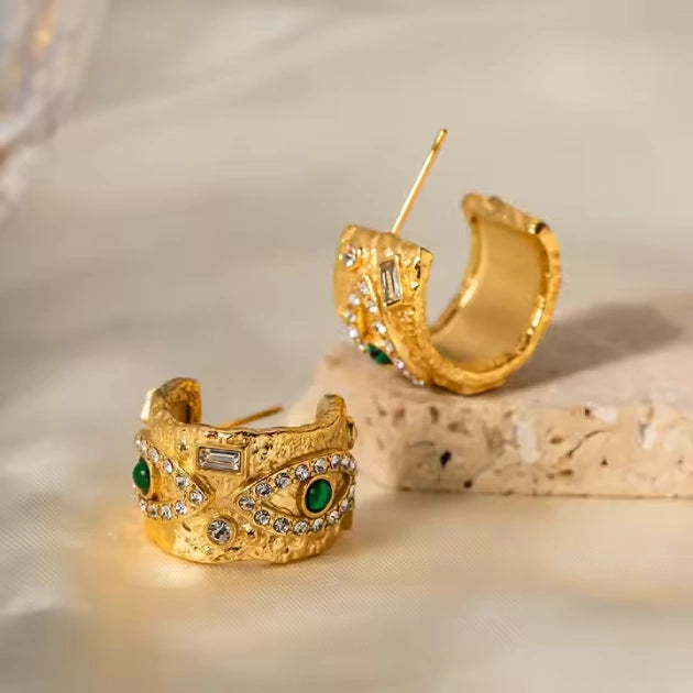 Emerald Green with Zircons Nazar Hoops