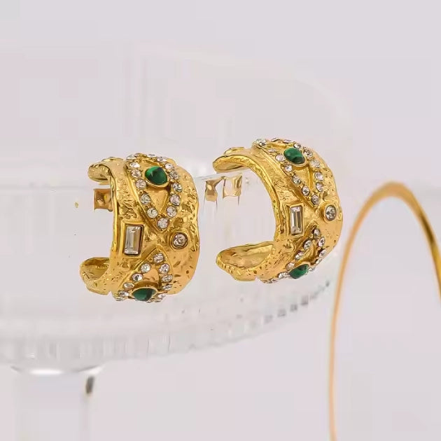 Emerald Green with Zircons Nazar Hoops