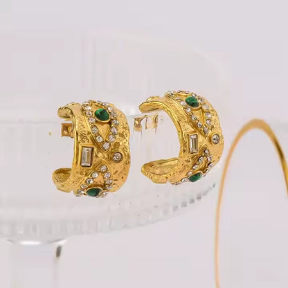 Emerald Green with Zircons Nazar Hoops