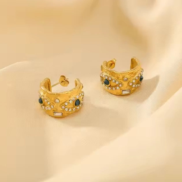 Emerald Green with Zircons Nazar Hoops