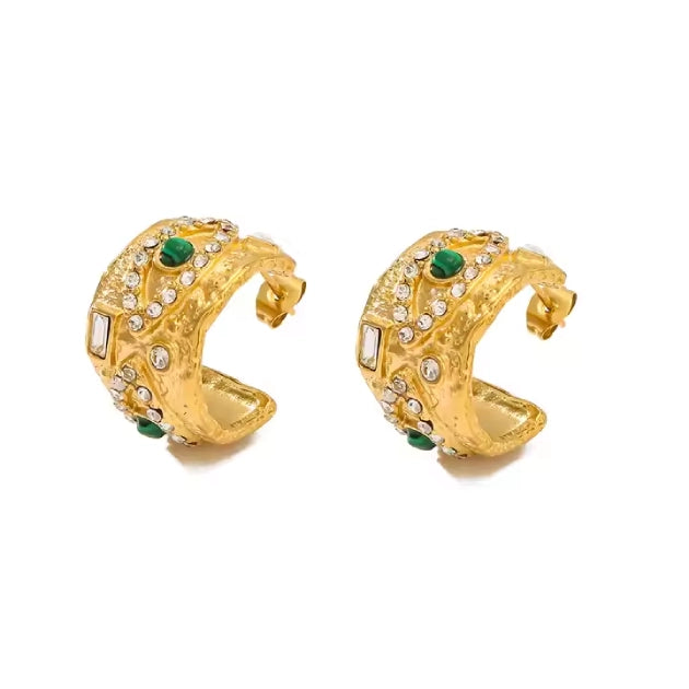 Emerald Green with Zircons Nazar Hoops