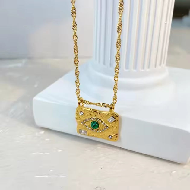 Emerald Green with Zircons Nazar Pendant
