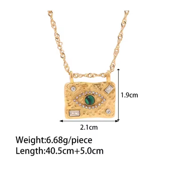 Emerald Green with Zircons Nazar Pendant