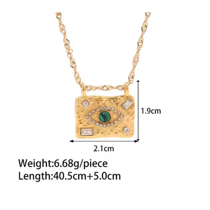 Emerald Green with Zircons Nazar Pendant