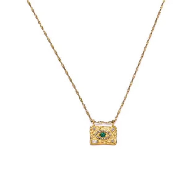 Emerald Green with Zircons Nazar Pendant