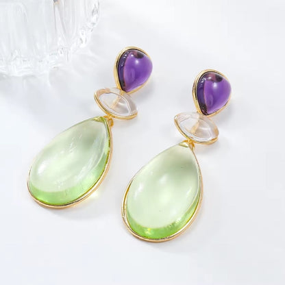 Green and Purple Drop Earring