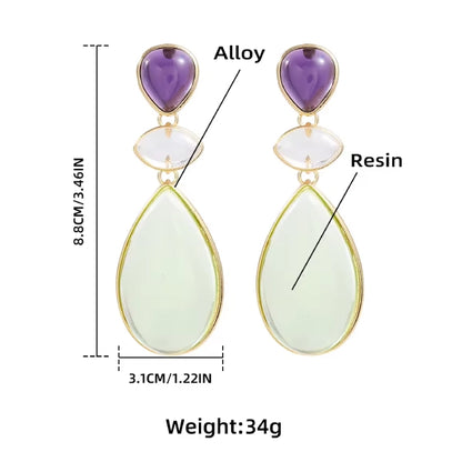 Green and Purple Drop Earring