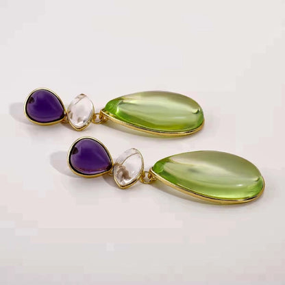 Green and Purple Drop Earring