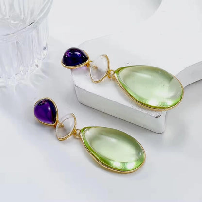 Green and Purple Drop Earring