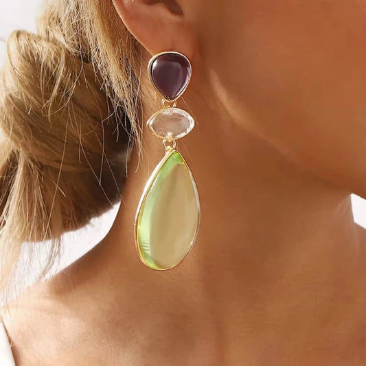 Green and Purple Drop Earring