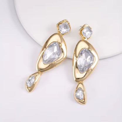 Grey Smokey Crystal Chunky Earring