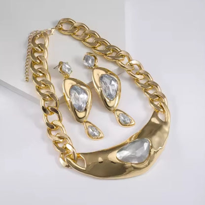 Gold Smokey Crystal Chunky Necklace