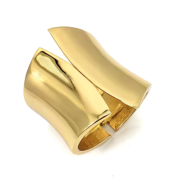 Solara Solid Gold Trendy Cuff bracelet - 18k Gold Plated
