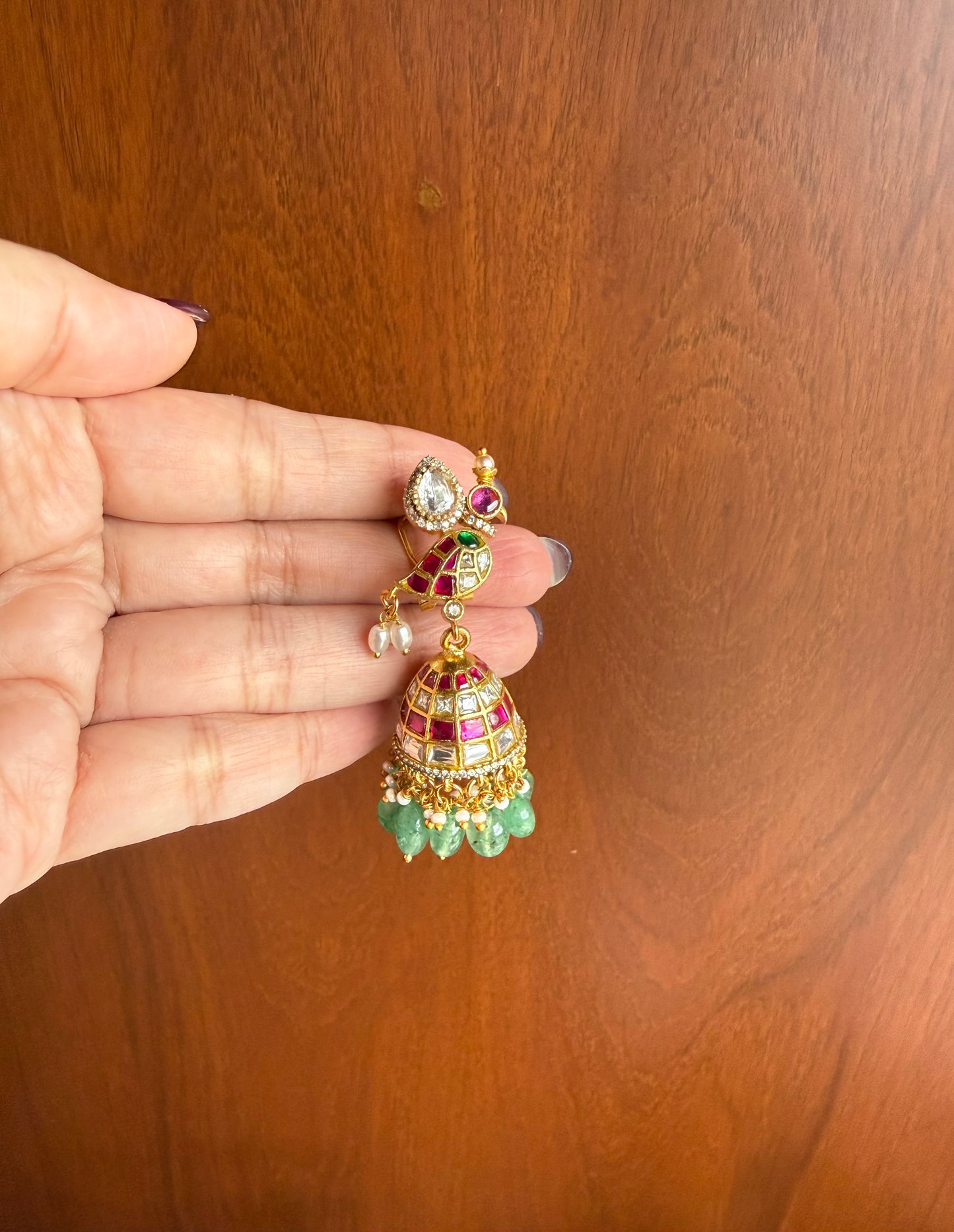 Kili Kundala - Jadau Kundan Parrot Jhumka