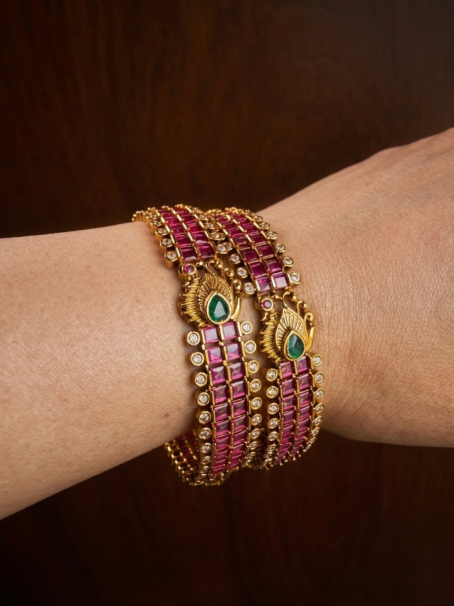 Mayurika Antique Ruby Bangles