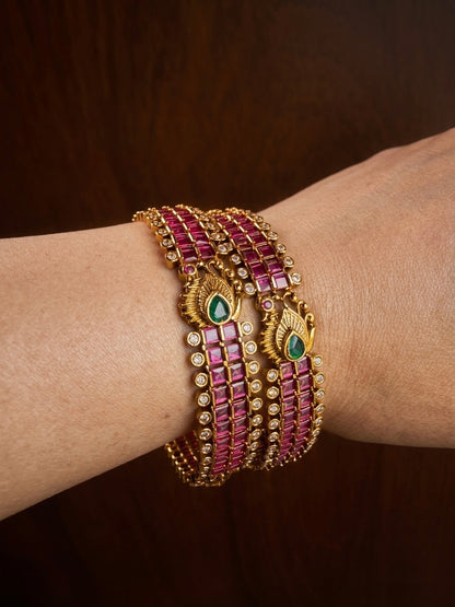 Mayurika Antique Ruby Bangles
