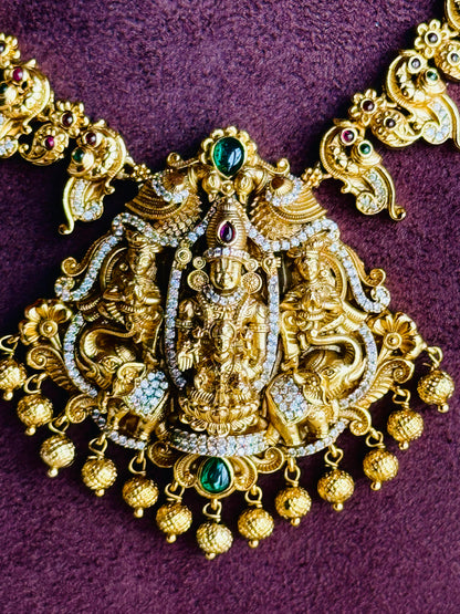 Shri Lakshmi Venkatesha Vaibhava - Micro Gold Plated Necklace Set.