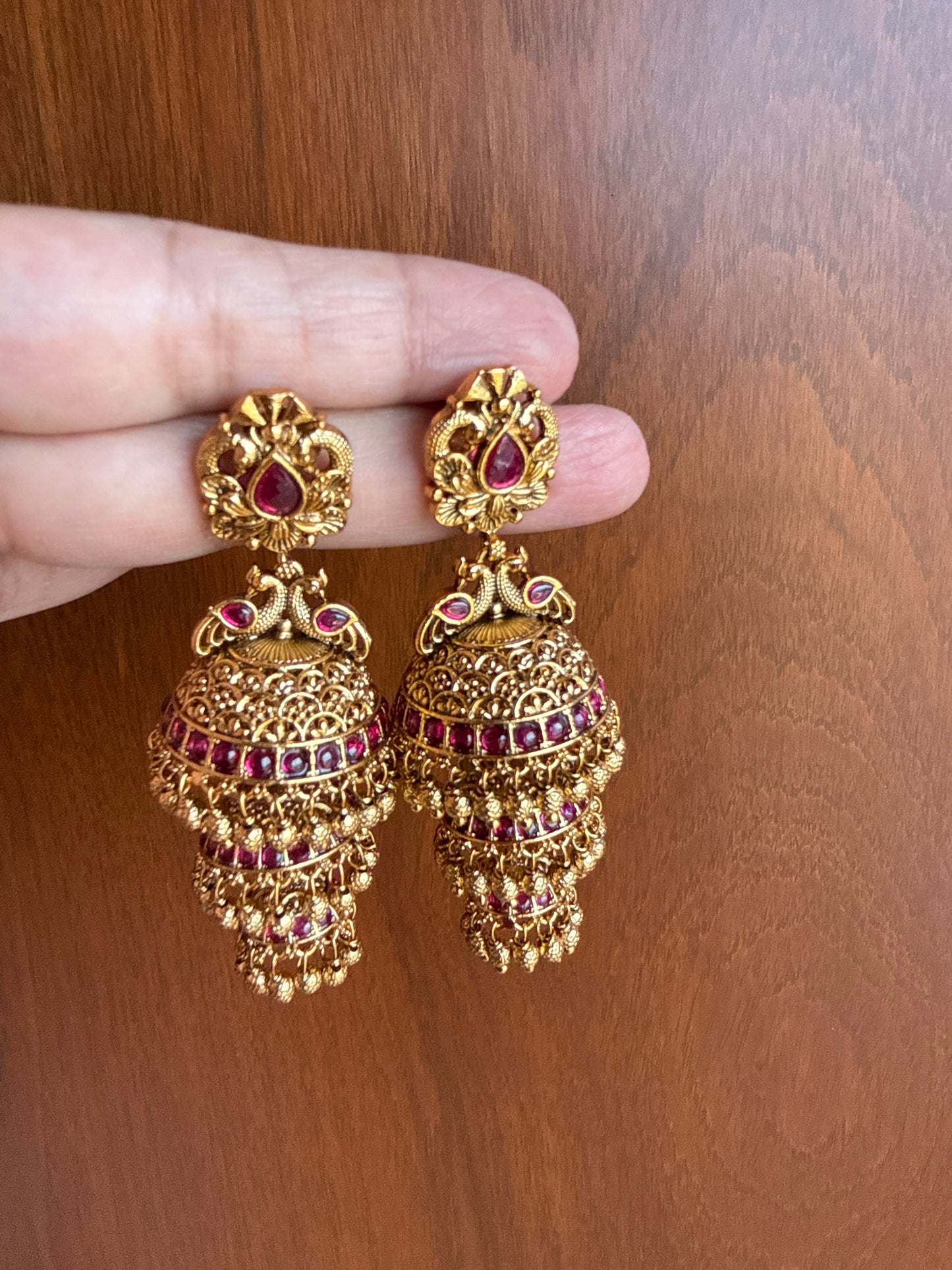 Trilaya – Three-Layered original Jadau Antique Temple Jhumka.