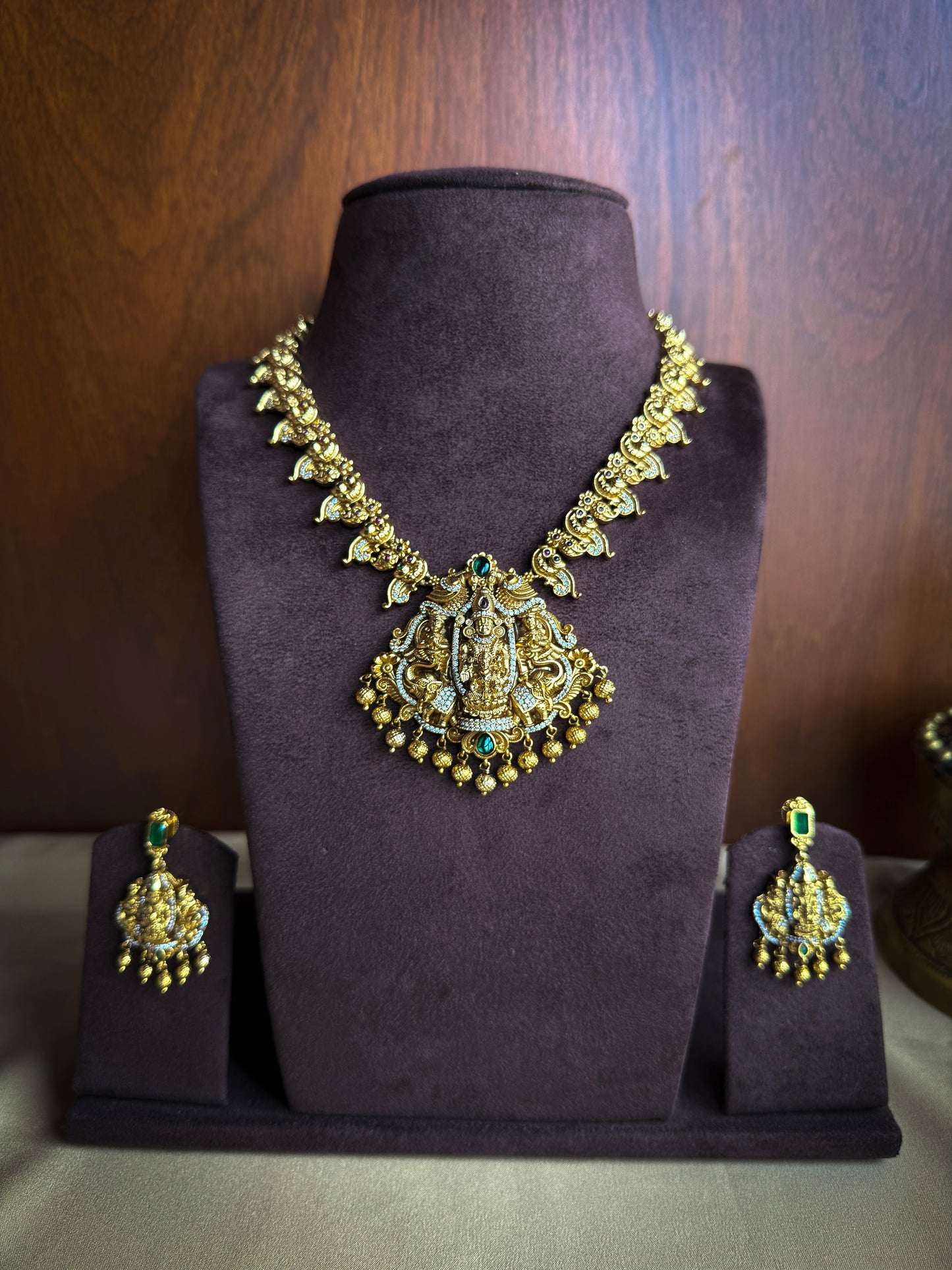 Shri Lakshmi Venkatesha Vaibhava - Micro Gold Plated Necklace Set.